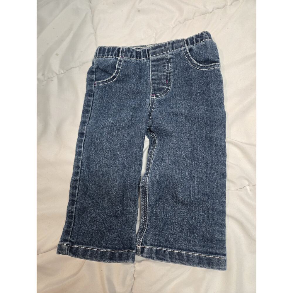 Carhartt Baby Girl 9m Denim Casual Cotton Pants Pull Up Elastic Waist - Picture 4 of 7